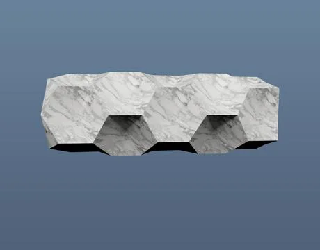 Marble hexagon shape object 3d render Abstract design element Minimalist conc 스톡 일러스트