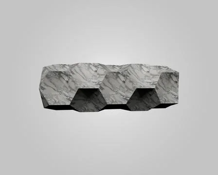 Marble hexagon shape object 3d render Abstract design element Minimalist conc 스톡 일러스트