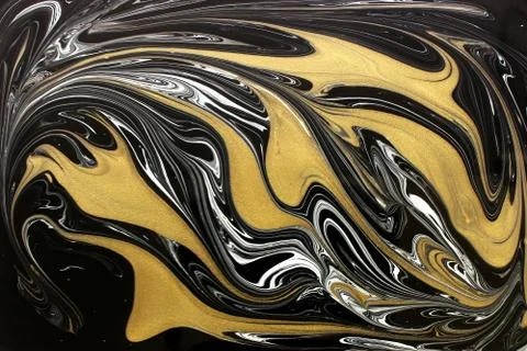 Marble ink pattern texture abstract background. black gold and white tone 스톡 사진
