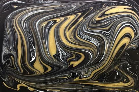Marble ink pattern texture abstract background. black gold and white tone 스톡 사진