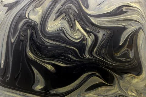 Marble ink pattern texture abstract background. black gold and white tone Stock Photos
