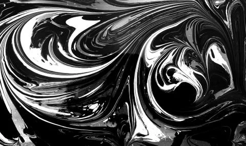 Marble ink pattern texture abstract background. black and white tone Stock Photos