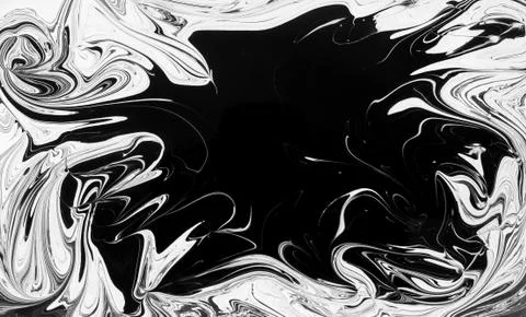 Marble ink pattern texture abstract background. black and white tone Stock Photos