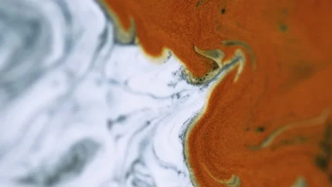 Marble ink texture glitter fluid drip white orange Stock Footage 288274956
