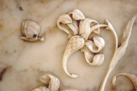 Marble Leaf, Bloom and Bee Stock Photos