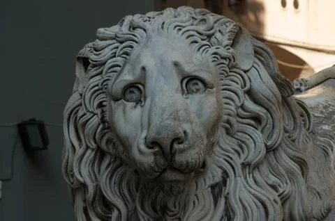 Marble lion statue Stock Photos