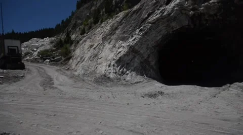 Marble Mine opening pan to mountain Stock Footage 41640074
