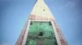 Marble monument designed to honor winemaking in Bordeaux, France, panorama HD Footage