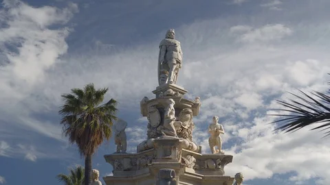 Marble monument to King of Spain and Portugal, Philip IV Habsburg, Villa Bonnano 스톡 동영상 127693243