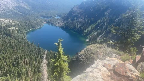 Marble Mountains Cliff Lake Viewpoint Stock Footage 164253748