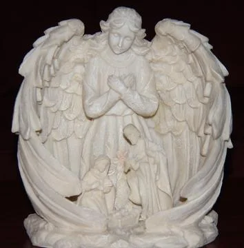 Marble Nativity Scene with Angel Stock Photos