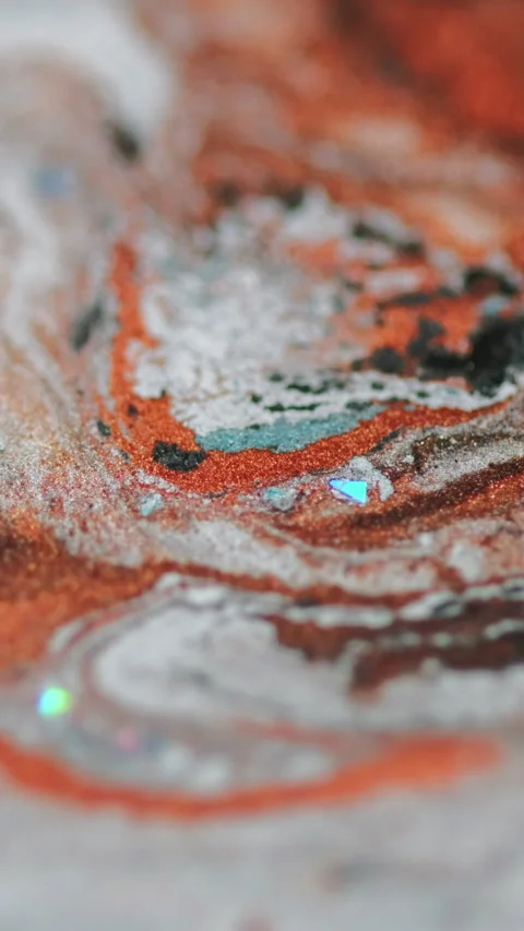 Marble paint texture ink spill orange white blend Stock Footage 278566860
