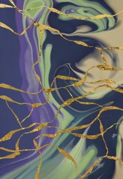 Marble pattern with gold cracks. Abstract background. Stock Illustration