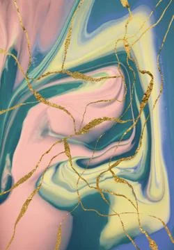 Marble pattern with gold cracks. Abstract background. Stock Illustration