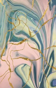 Marble pattern with gold cracks. Abstract background. Stock Illustration