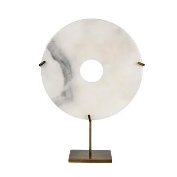 Marble-patterned disk decoration isolated on a white background Stock Photos