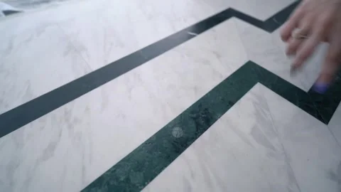 Marble Patterns: Hand Glides Over Surface Video stock 306932529