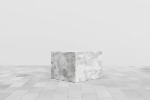 Marble pedestal display with box stand concept. Podium for brand promotion pr Stock Illustration