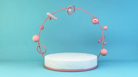 Marble platform with pink elements Stock Illustration
