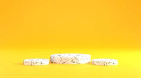 Marble podium circle shape with beautiful dark yellow background 3d illustration Stock Illustration