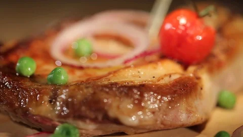 Marble pork steak Video stock 106065389