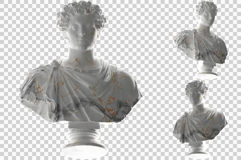 Marble Portrait of a young Marcus Aurelius statue for apparel, album covers,  Stock Illustration