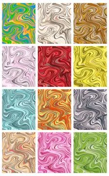 Marble poster template. Liquid dynamic waves. Curve flow fluid frame for futu Stock Illustration