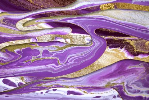 Marble purple wave pattern with layers and shadows. Abstract background. Stock Illustration