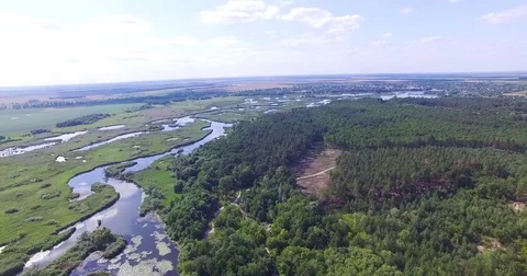 Marble quarry. Small lake in the forest. Aerial view from the top. Stock Footage 78301030