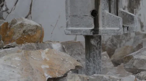 Marble quarry, white marble, stone cutting Stock Footage 49025394
