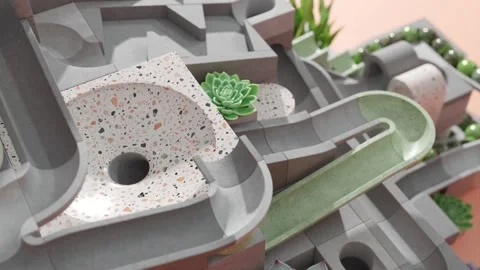 Marble run machine. Rolling ball sculpture. Marble race toy Stock Footage 243248258