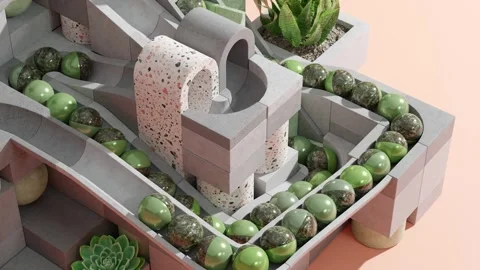 Marble run machine. Rolling ball sculpture. Marble race toy Stock Footage 243248259