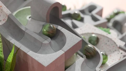 Marble run machine. Rolling ball sculpture. Marble race toy Stock Footage 243248263