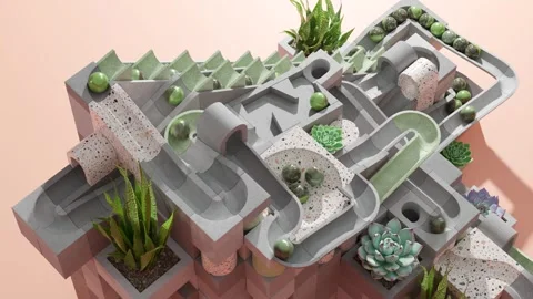 Marble run machine. Rolling ball sculpture. Marble race toy 스톡 동영상 243251912