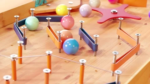 Marble run race toy. Rolling ball installation. Stock Footage 256091938