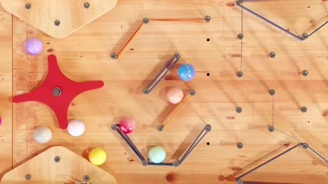 Marble run race toy. Rolling ball installation. Stock Footage 256091979