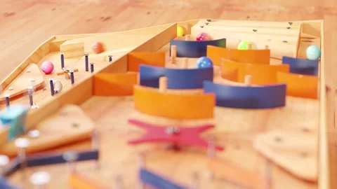 Marble run race toy. Rolling ball installation. Stock Footage 256091982
