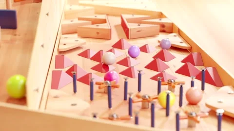 Marble run race toy. Rolling ball installation. Stock Footage 256092010