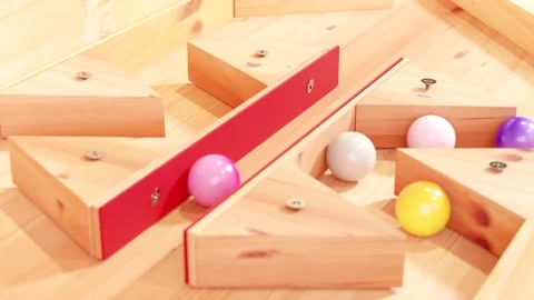 Marble run race toy. Rolling ball installation. Stock Footage 256092017