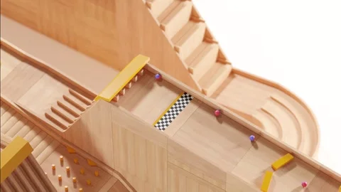Marble run race toy. Rolling ball installation. Stock Footage 256878488