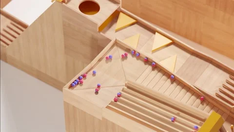 Marble run race toy. Rolling ball installation. Stock Footage 256878491