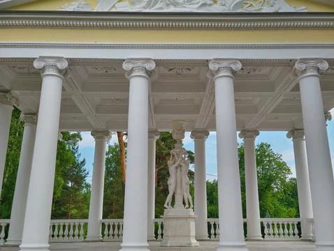 Marble sculpture group "Three Graces" in Pavlovsk Stock Photos