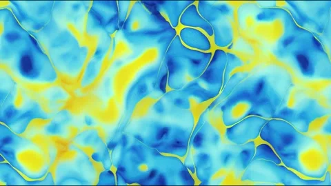 Marble seamless animation. Drawn blue and yellow, liquid background. Stock Footage 220119494