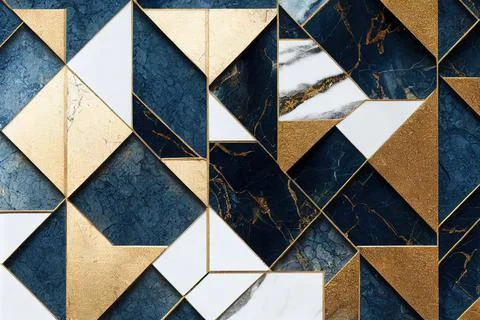 Marble seamless background with geometric shapes and gold glitter. 3D renderi 스톡 일러스트