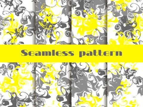 Marble seamless pattern set. Marbled paper watercolor. Drawing on the water.  스톡 일러스트