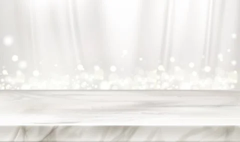 Marble stage or table with white silk background Stock Illustration