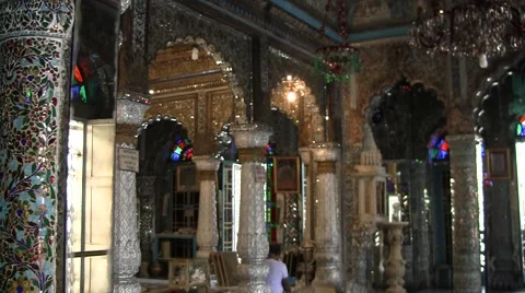 Marble statue and column in an Indian temple Stock Footage 52074127