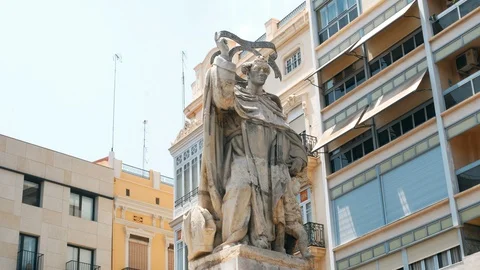 Marble statue of a bishop in Valencia, Spain Stock Footage 101734936