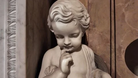 Marble statue of a child angel Stock Footage 321714933