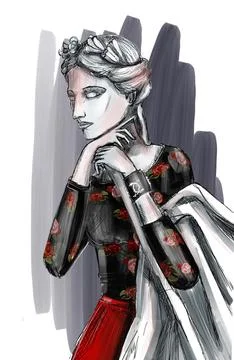 A marble statue of a goddess in clothes. Stock Illustration